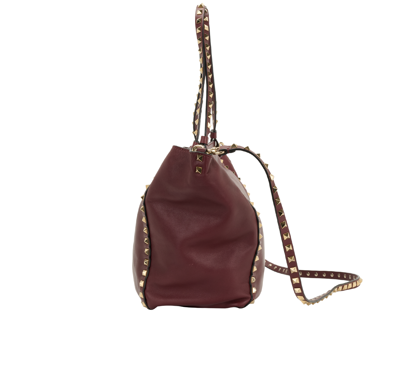 Rockstud Tote, &pound;475, Handbags, Burgundy, Leather, Bottom view